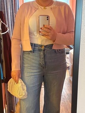 RW&CO. Pale Pink Ribbed Cropped Cardigan
